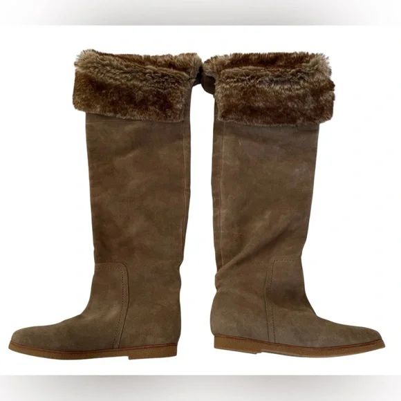 Sam Edelman Orlando suede knee-high boots with faux-fur cuff 9 - Picture 2 of 16